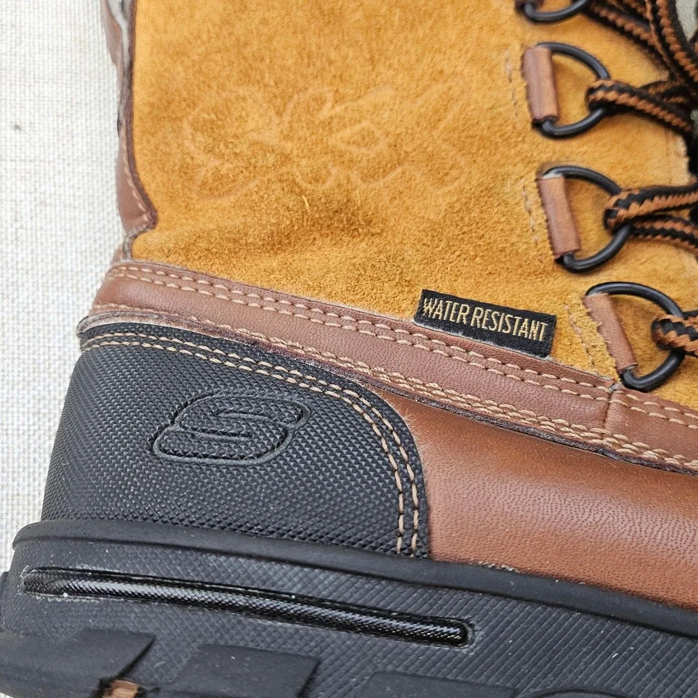 Skechers Duck Boots Youth 1 Brown Water Resistant Leather Suede Winter SN 93867L